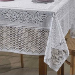 Toalha de Mesa Renda Clássica Branca 06 Lugares 150x220 Cm - 4