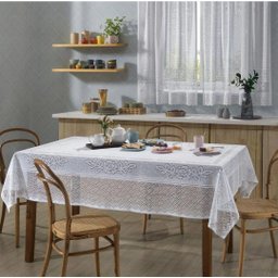 Toalha de Mesa Renda Clássica Branca 06 Lugares 150x220 Cm - 3