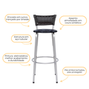 Ver imagem 4 de Kit 3 Banquetas Alta Banco para Balcão Junco Preto Àrea Gourmet Ilha Bancada bares Churrasqueira