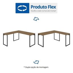 Kit 2 Peças com Mesa Escritório em L Industrial 150cm Kuadra e Cadeira de Escritório Diretor Santiago - 7