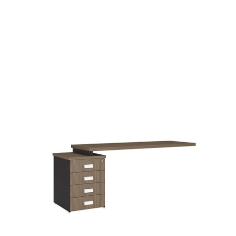 Mesa Auxiliar para Escritório com Gaveteiro Pedestal e 1 Gavetapara Pastas Design 3 Gavetas 90cm Ameixa e Preto Chess Marrom