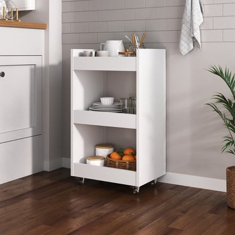 Carrinho de Chão Gabinete Lume Armário Multiuso Organizador Banheiro com Rodízios Nicho