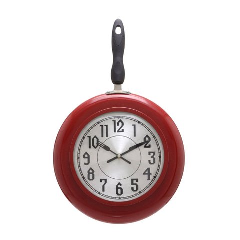 Relógio de Parede Frigideira Vermelho 48cm Paris Luz