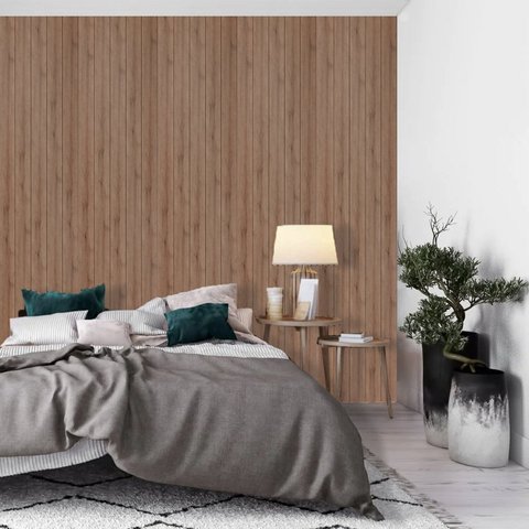 Painel Ripado MDF Liso Carvalho 270x1,2x15cm Marrom Casablanca