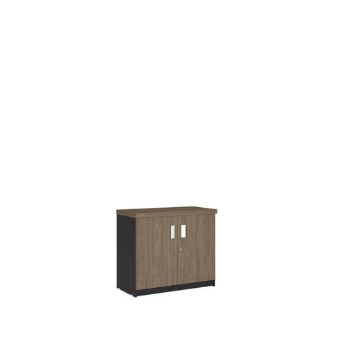 Balcão para Escritório 2 Portas Design Moderno Marrom/Ameixa/Preto