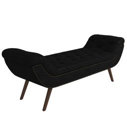 Puff Recamier Calçadeira 195cm Pés Palito Madeira Venêto P02 Sintético Preto - Mpozenato - 1