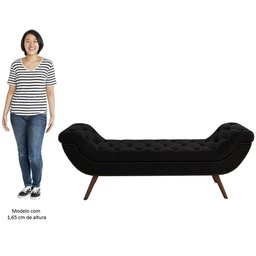 Puff Recamier Calçadeira 195cm Pés Palito Madeira Venêto P02 Sintético Preto - Mpozenato - 5