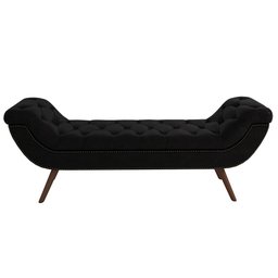 Puff Recamier Calçadeira 195cm Pés Palito Madeira Venêto P02 Sintético Preto - Mpozenato - 8