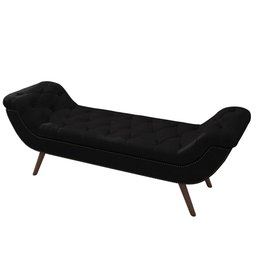 Puff Recamier Calçadeira 195cm Pés Palito Madeira Venêto P02 Sintético Preto - Mpozenato - 6