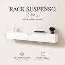 Ver imagem 6 de Rack Estante Eros Suspenso Branco 140cm Retro Decoração Requinte Sala Quarto