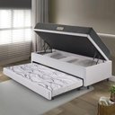 Ver imagem 3 de Bicama Box Baú Solteiro 88x188 Courino Linho Branco com Colchão Dual Firm Ecoflex