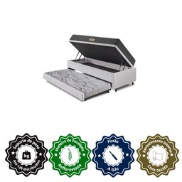 Bicama Box Baú Solteiro 88x188 Courino Linho Branco com Colchão Dual Firm Ecoflex - 6