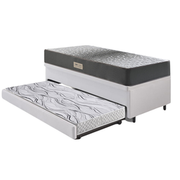 Bicama Box Baú Solteiro 88x188 Courino Linho Branco com Colchão Dual Firm Ecoflex - 9