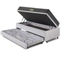Ver imagem 4 de Bicama Box Baú Solteiro 88x188 Courino Linho Branco com Colchão Dual Firm Ecoflex