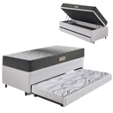 Ver imagem 1 de Bicama Box Baú Solteiro 88x188 Courino Linho Branco com Colchão Dual Firm Ecoflex