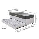 Ver imagem 2 de Bicama Box Baú Solteiro 88x188 Courino Linho Branco com Colchão Dual Firm Ecoflex