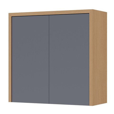 Armário Aéreo 80cm 2 Portas Condessa Cinza/Carvalho/Titânio