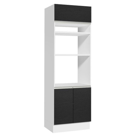 Torre Quente Armário de Cozinha 70 cm 3 Portas Branco/Preto Glamy Madesa