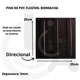 Kit 16 Pçs Piso Tátil Pvc 25x25 Direcional Preto - 3