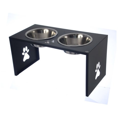 Comedouro Elevado Duplo Cão Porte G Preto