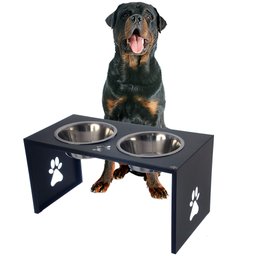 Comedouro Elevado Duplo Cão Porte G Preto - 2