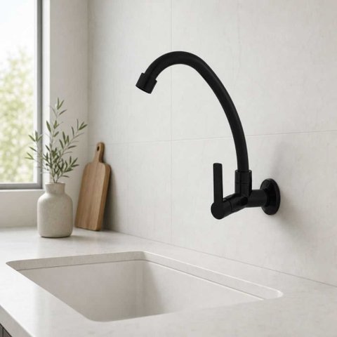 Torneira Cozinha Parede ABS Bica Alta 2060 B-75 Black - Higo