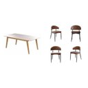 Ver imagem 2 de Conjunto Sala de Jantar Mesa Elegance Candian com 4 Cadeiras Bless Marrom/Off White/Whiskey