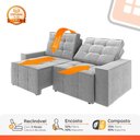 Ver imagem 5 de Estofado Lisboa 2.10 Metros Sofá Retrátil Reclinável 3 Lugares Suede com Espuma D-26 - Cinza