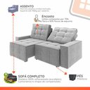 Ver imagem 4 de Estofado Lisboa 2.10 Metros Sofá Retrátil Reclinável 3 Lugares Suede com Espuma D-26 - Cinza