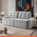 Ver imagem 6 de Estofado Lisboa 2.10 Metros Sofá Retrátil Reclinável 3 Lugares Suede com Espuma D-26 - Cinza