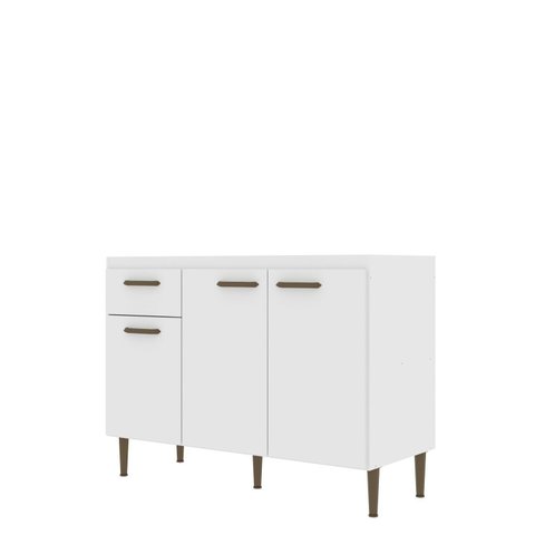 Balcão para Cozinha 3 Portas e 1 Gaveta 120 cm Branco