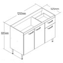 Ver imagem 4 de Balcão para Cozinha 3 Portas e 1 Gaveta 120 cm Branco