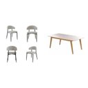 Ver imagem 2 de Conjunto Sala de Jantar Mesa Elegance Candian com 4 Cadeiras Bless Marrom/Off White/Cinza