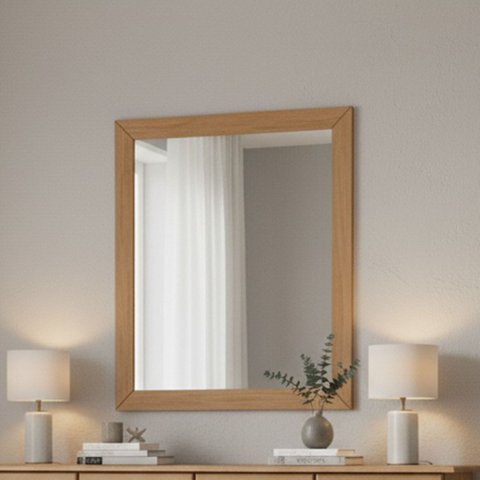 Espelho com Moldura 90x78cm em Madeira Maciça Linha Prata