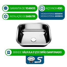 15 Cubas Pia Inox N0 40x34x14 Aço 430 Cozinha As Atacado Kit - 2