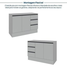 Cozinha Modulada 5 Peças 4 Aéreos 1 Balcão Nara Cabecasa Madeiramadeira - 12