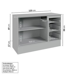 Cozinha Modulada 5 Peças 4 Aéreos 1 Balcão Nara Cabecasa Madeiramadeira - 11