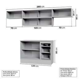 Cozinha Modulada 5 Peças 4 Aéreos 1 Balcão Nara Cabecasa Madeiramadeira - 4
