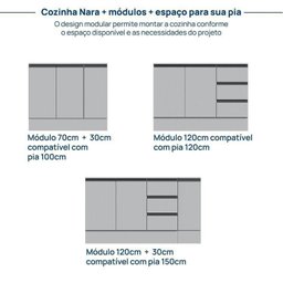 Cozinha Modulada 5 Peças 4 Aéreos 1 Balcão Nara Cabecasa Madeiramadeira - 15