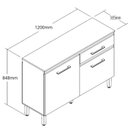 Ver imagem 5 de Balcão para Cozinha 2 Portas e 1 Gaveta 120cm Bege/Ipê/Cristalo/Petra