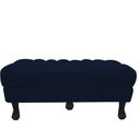Ver imagem 1 de Recamier Baú Luis Xv Capitonê Retrô 160cm Suede Azul Marinho Pés Madeira Mz Decor