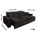 Ver mais imagens de Sofá Londres 2.70m Retrátil e Reclinável Pillow Top - Marrom