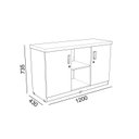 Ver imagem 2 de Balcão para Escritório 2 Portas com Nicho Design Moderno Marrom/Ameixa/Preto
