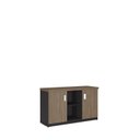 Ver imagem 1 de Balcão para Escritório 2 Portas com Nicho Design Moderno Marrom/Ameixa/Preto