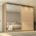 Ver imagem 1 de Guarda Roupa Casal 2 Portas de Correr 4 Gavetas 100% MDF Santorini Carvalho Nature/Off White Marrom
