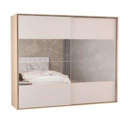 Guarda Roupa Casal 2 Portas de Correr 4 Gavetas 100% MDF Santorini Carvalho Nature/Off White - 2 Guarda Roupa Casal 2 Portas de Correr 4 Gavetas 100% MDF Santorini Carvalho Nature/Off White - 2