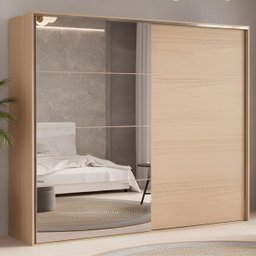 Guarda Roupa Casal 2 Portas de Correr 4 Gavetas 100% MDF Santorini Carvalho Nature/Off White - 12 Guarda Roupa Casal 2 Portas de Correr 4 Gavetas 100% MDF Santorini Carvalho Nature/Off White - 12