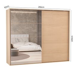 Guarda Roupa Casal 2 Portas de Correr 4 Gavetas 100% MDF Santorini Carvalho Nature/Off White - 3 Guarda Roupa Casal 2 Portas de Correr 4 Gavetas 100% MDF Santorini Carvalho Nature/Off White - 3