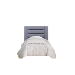 Cabeceira Modulada Estofada de Cama Box Solteiro Linho Cinza