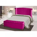 Ver imagem 2 de Kit de Quarto Cabeceira de Cama Box e Calçadeira Baú Toquio Casal Queen 160 Cm Suede Rosa Pink do